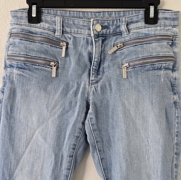 Michael Kors Jeans Women’s Sz 6 Blue Double Front Hem Zips Skinny 30x28 - Picture 3 of 15
